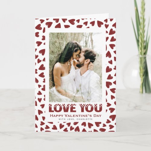 Photo Red Hearts Love You Valentines Day Holiday Card