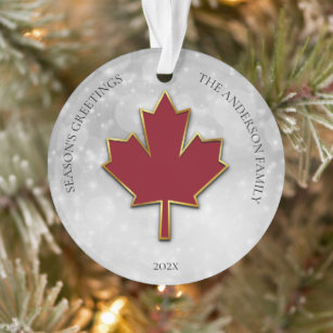 Photo Red Maple Leaf Ornament