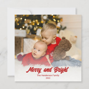 Photo Red Merry and Bright Christmas  Card