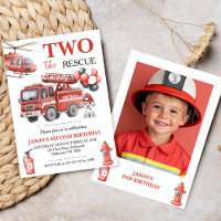 Photo Red Two The Rescue Fire Truck Birthday 