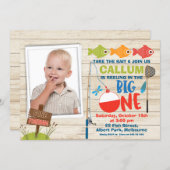 Photo Reeling in the big one first birthday Invitation (Front/Back)