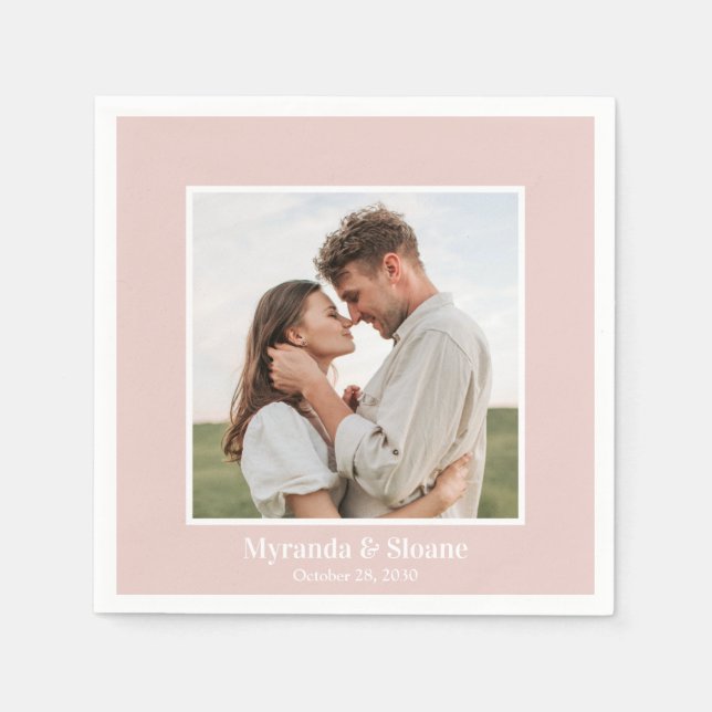 Photo Rehearsal Dinner Blush Pink  Napkins (Front)