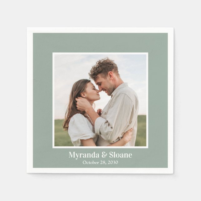 Photo Rehearsal Dinner Eucalyptus Napkins (Front)