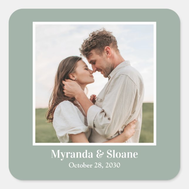 Photo Rehearsal Dinner Eucalyptus Square Sticker (Front)