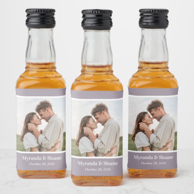 Photo Rehearsal Dinner Purple Liquor Bottle Label (Bottles)