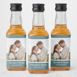 Photo Rehearsal Dinner Teal Liquor Bottle Label
