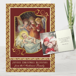 Photo Religious Baby Jesus Christmas Angels Holiday Card