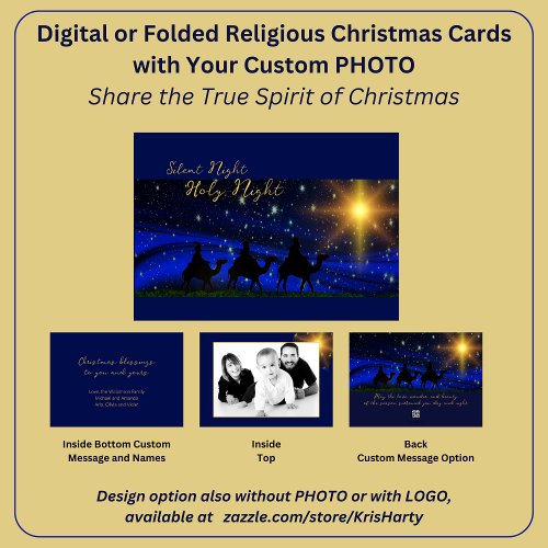 PHOTO Religious Christmas Card Blessing Elegant