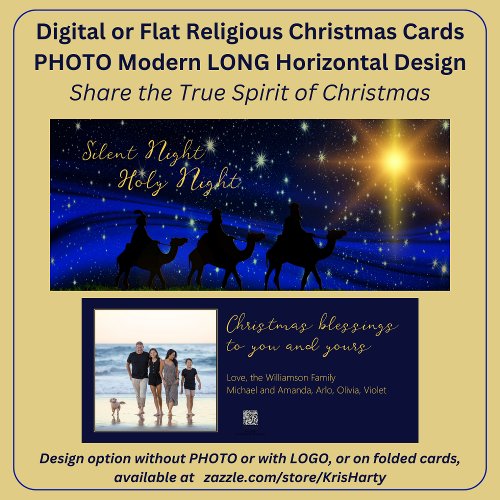 PHOTO Religious Christmas Card Long Horizontal