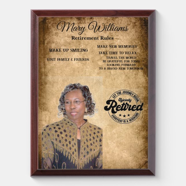 Photo retirement award plaque (Vertical)