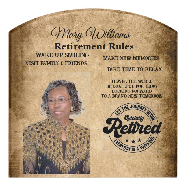 Photo retirement  door sign (Contour Front)