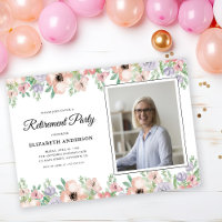 Photo Retirement Party Elegant Pastel Flowers