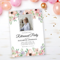Photo Retirement Party Elegant Pastel Flowers
