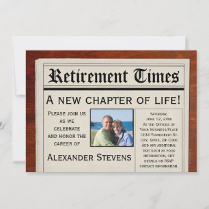 Photo Retirement Party Fun Newspaper Invitation