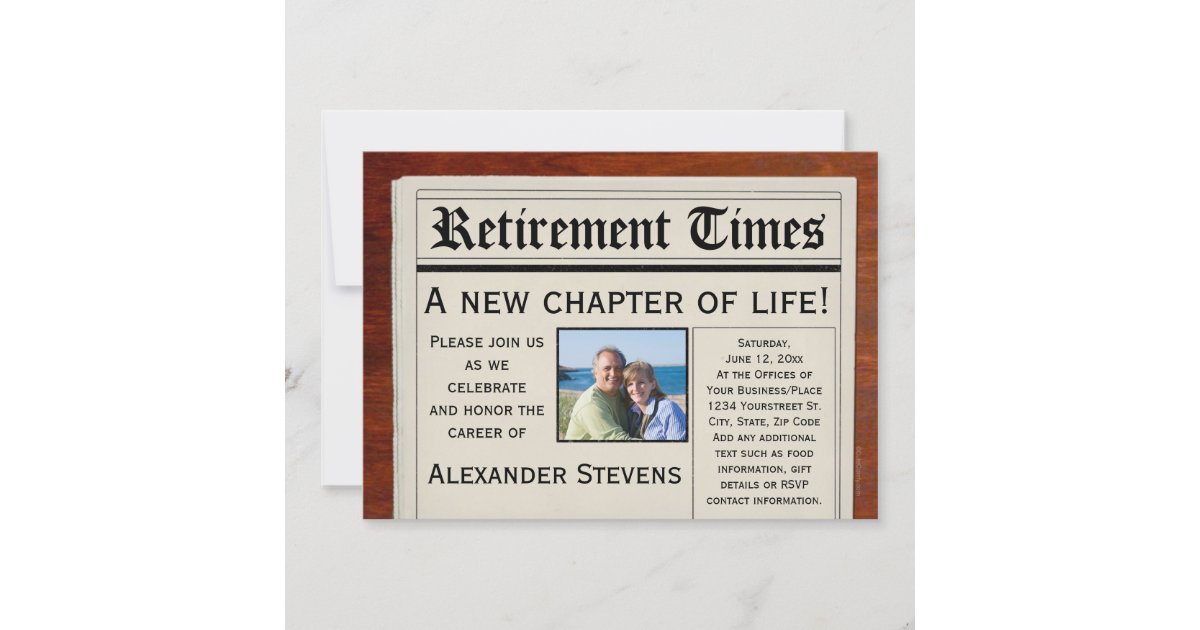 Photo Retirement Party Fun Newspaper Invitation | Zazzle