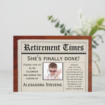 Photo Retirement Party Newspaper Invitation | Zazzle