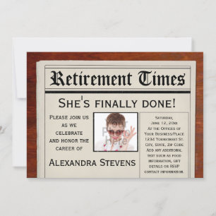 Photo Retirement Party Newspaper Invitation