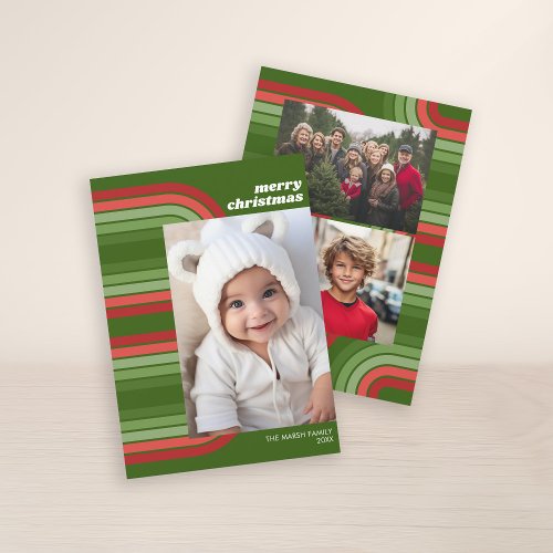Photo Retro Arch Line Art and Off Center Pic Holiday Card