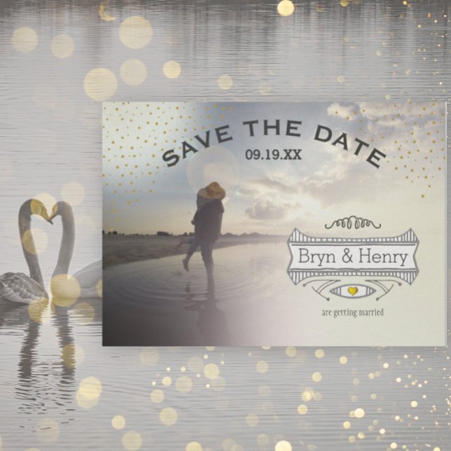 Photo Retro Gold Lights Gold Save the Date (Creator Uploaded)