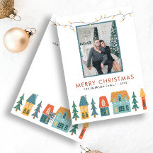 Photo Retro Merry Christmas Cards
