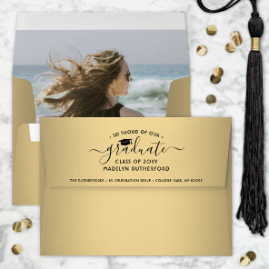 Photo & Return Address Gold Ombre Graduation Envelope
