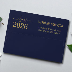 Photo & Return Address Gold Typography Graduation Envelope