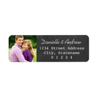 Photo Return Address Labels | Black Chalkboard