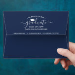 Photo & Return Address Navy Blue White Graduation Envelope<br><div class="desc">Add an elegant touch to graduation announcements and invitations with stylish custom photo-lined return address envelopes. All wording on this template is simple to customize and the picture is easy to remove using the Zazzle design tool. For a different envelope color, simply select the desired color from the options menu...</div>