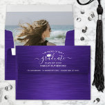 Photo & Return Address Purple and White Graduation Envelope<br><div class="desc">Add an elegant touch to graduation announcements and invitations with stylish custom photo-lined brushed purple return address envelopes. All wording on this template is simple to customize and the picture is easy to remove using the Zazzle design tool. The purple and white pre-addressed design features a brushed ombre background, white...</div>