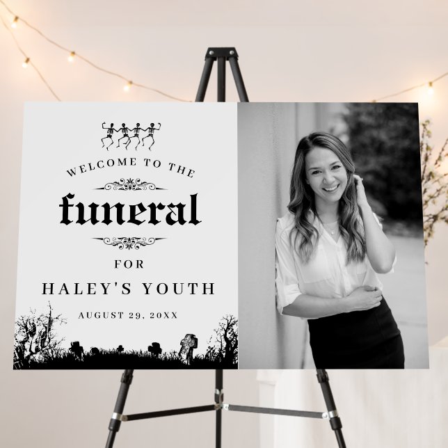 Photo RIP Twenties Skull Goth 30 Funeral Birthday Foam Board (In Situ (Stand))