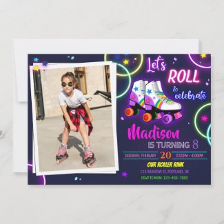 Photo Roller birthday invitation Girl party invite