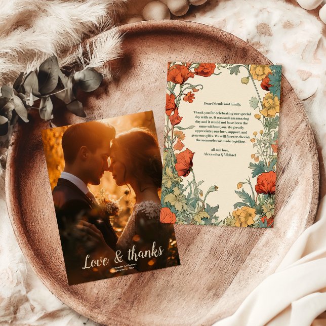 Photo Romantic Art Nouveau Wedding Thank You Card (Creator Uploaded)