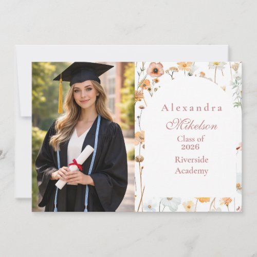 Photo Romantic Garden Flowers Graduation Announcement