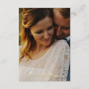 Photo Rose Engagement Wedding Faux Gold Sepia Invitation
