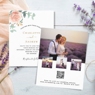 Photo rose floral photo QR RSVP budget wedding