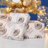 Gold Glitter Christmas Ornament Elegant Dark Brown Wrapping Paper