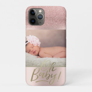 Photo Rose Gold Glitter Ombre Oh Baby iPhone 11 Pro Case