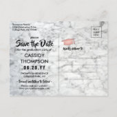 Photo Rose Gold & Marble Graduation Save the Date Postcard (Back)