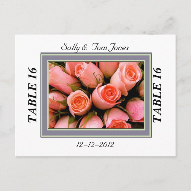 PHOTO & ROSE TABLE NUMBER CARD TEMPLATES (Front)