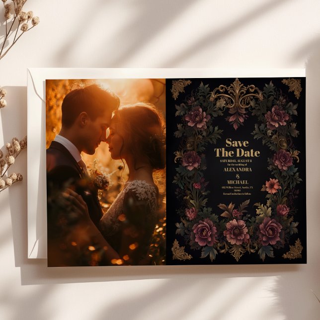 Photo Royal Victorian Floral Gothic Wedding Save The Date (Creator Uploaded)