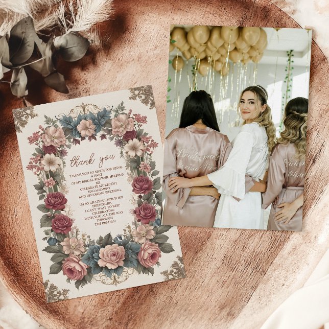 Photo Royal Victorian Whimsical Floral Bridal Show Thank You Card (Creator Uploaded)