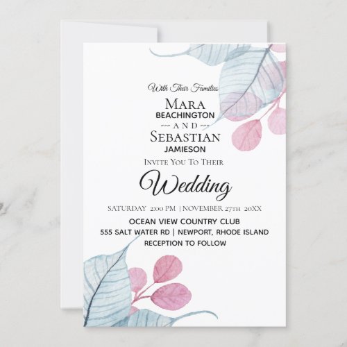 ~* Photo - RSVP - QR BOTANICAL Leaves Wedding Invitation