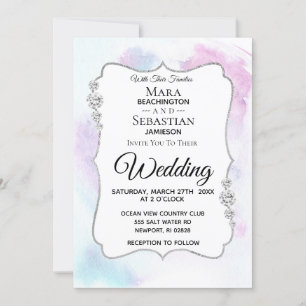 *~* PHOTO + RSVP + QR - Diamond ABSTRACT Wedding Invitation