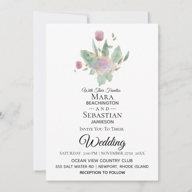 *~* Photo - RSVP - QR ROSE BOUQUET AR12 Wedding Invitation (Front)