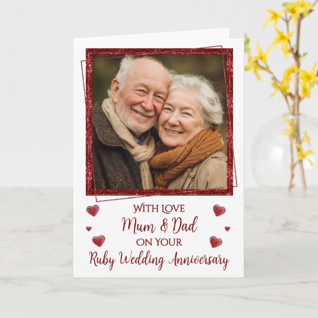 Photo Ruby Wedding Anniversary 40 years Card (Yellow Flower)
