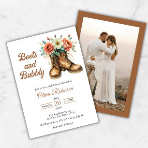 Photo Rustic Boots and Bubbly Bridal Shower Invitation