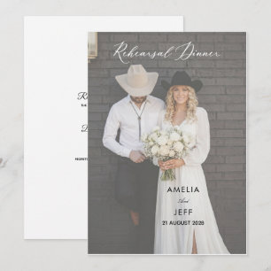 photo rustic cowboy boho elegant modern rehearsal  invitation
