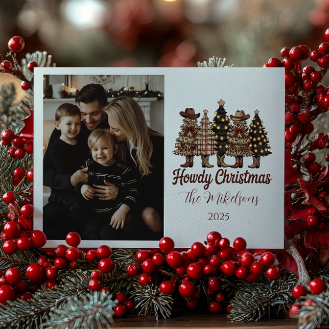 Photo Rustic Cowboy Boots Western Christmas Holiday Card (Creator Uploaded)