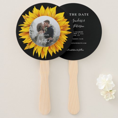 Photo rustic floral chic wedding save the date hand fan