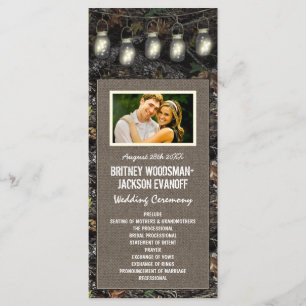 Photo Rustic Mason Jar Camo Wedding Programs